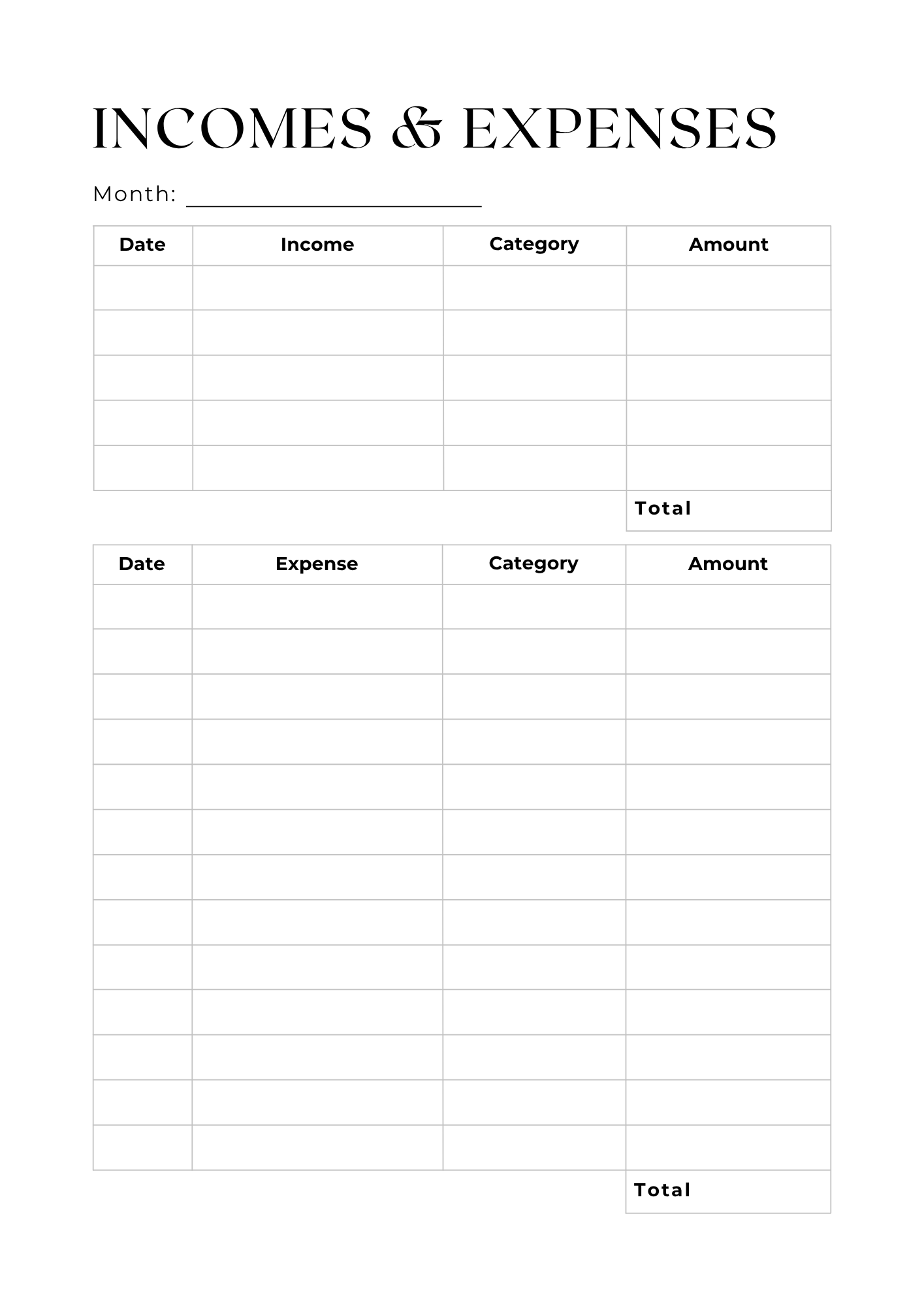 Monthly Income Tracker