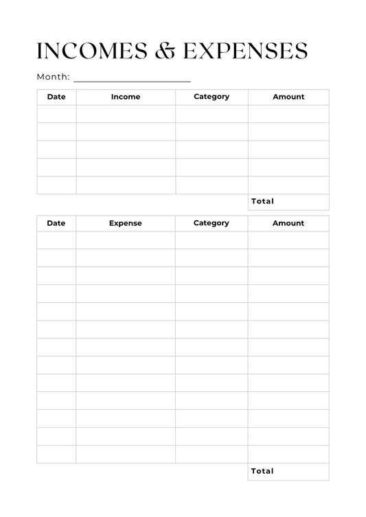 Monthly Income Tracker
