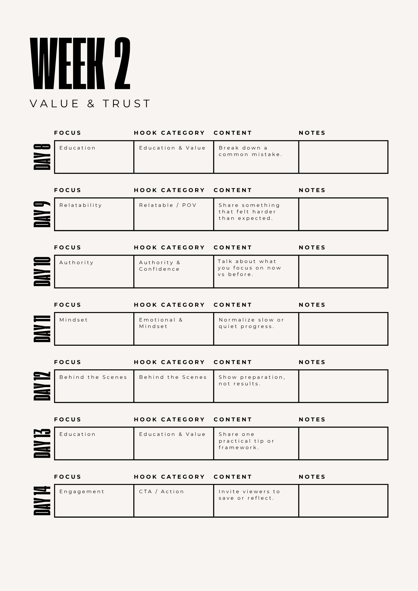 31 Day Content Calendar