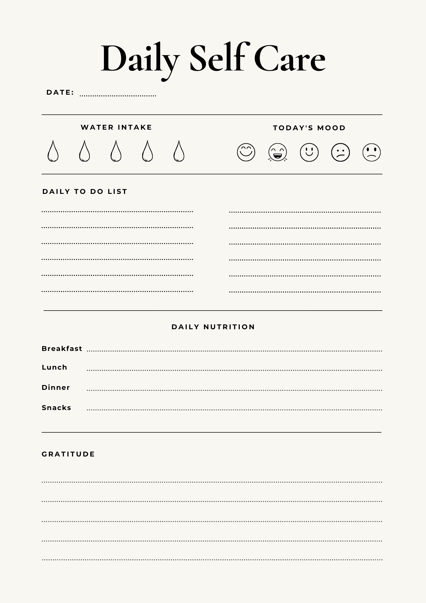 Self Care Planner