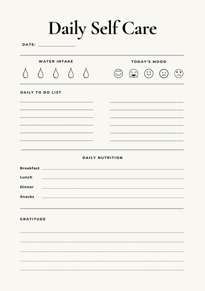 Self Care Planner