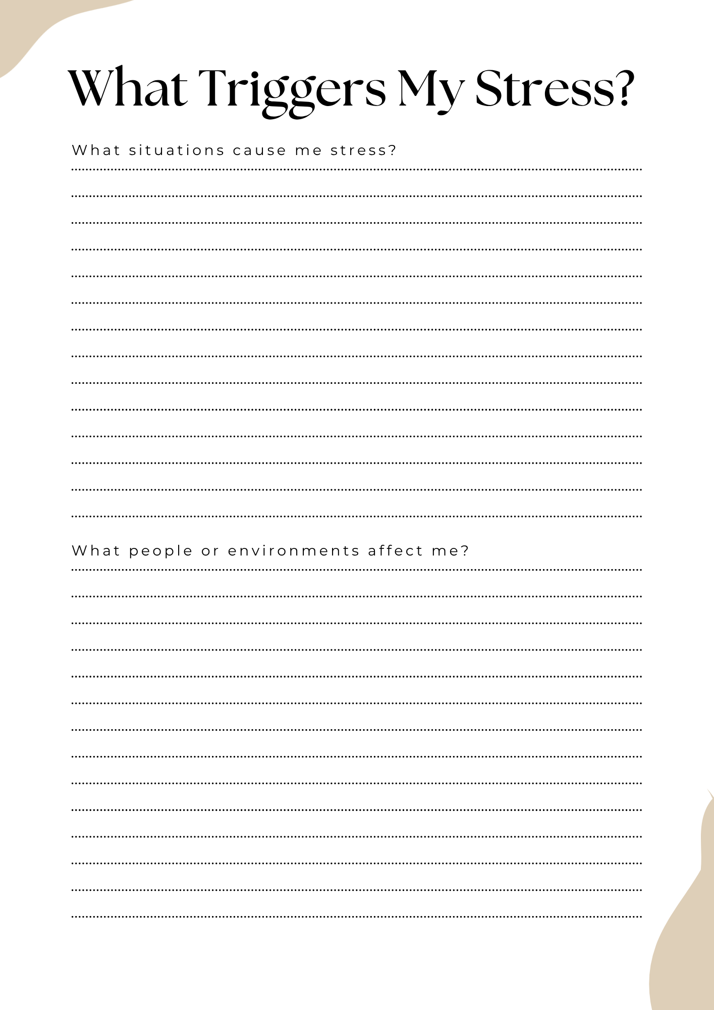 Stress Regulation Workbook