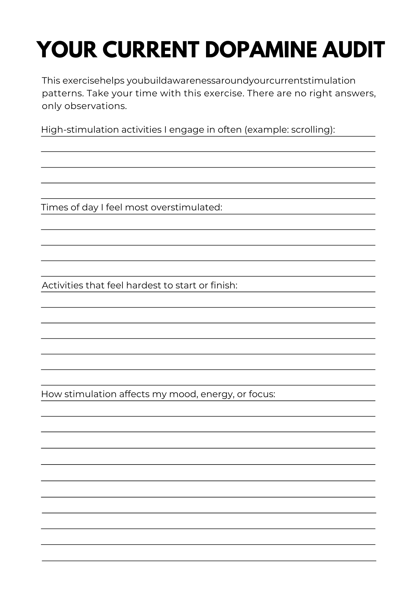 Dopamine Detox Workbook