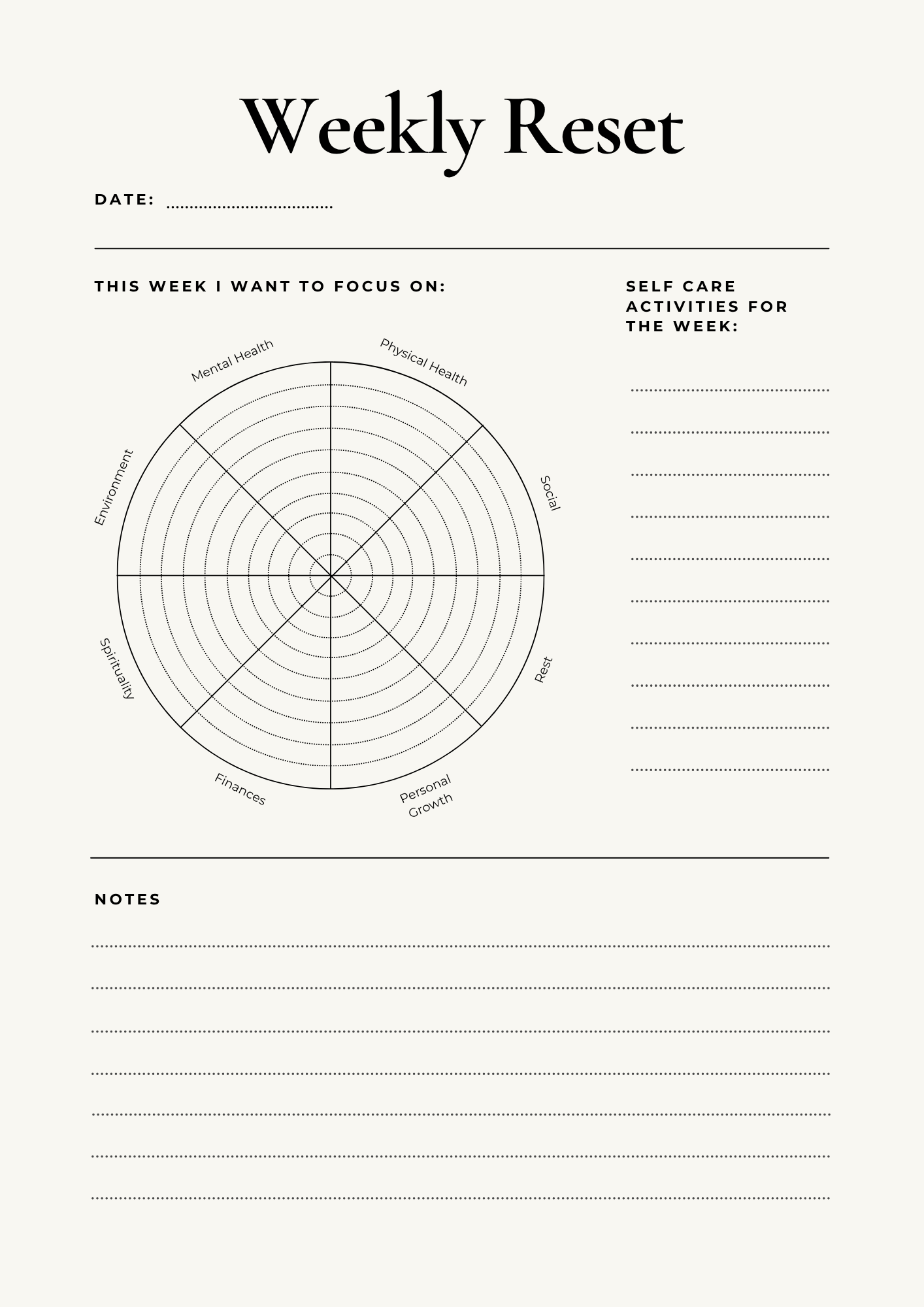 Self Care Planner