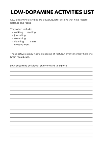 Dopamine Detox Workbook